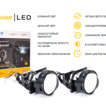 Светодиодные Би-ЛЕД линзы Night Assistant LED Progressive для тюнинга оптики